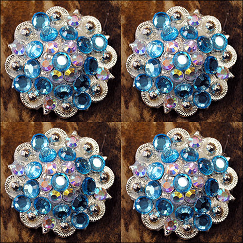 HILASON Western Screw Back Concho Turquoise Ab Crystal Saddle and stone Color | Bridle Conchos Slotted