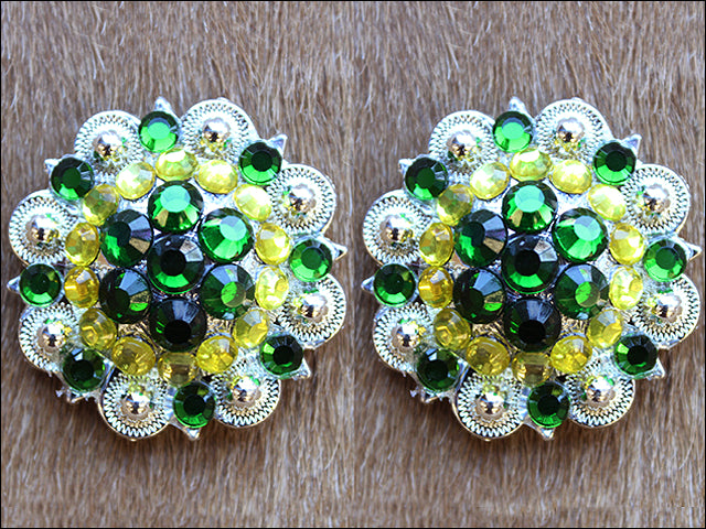 Hilason Green Crystal 1-1/4In Berry Concho Rhinestone Saddle Tack Cowgirl