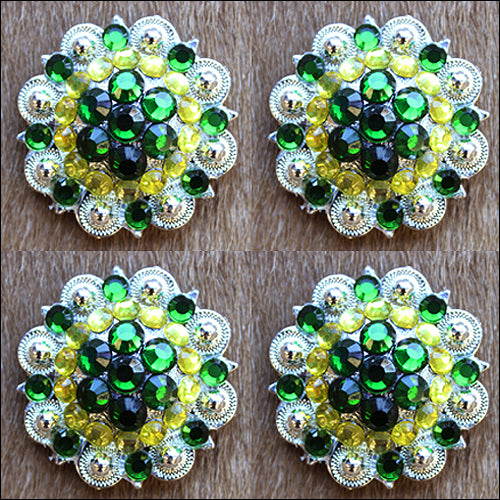 Hilason Green Crystal 1-1/4In Berry Concho Rhinestone Saddle Tack Cowgirl