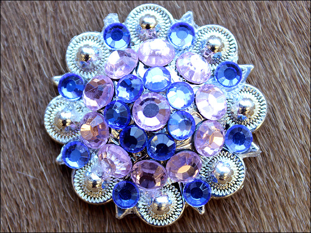HILASON Western Screw Back Concho Rose Sapphire Crystals Saddle Rose, Color | Belt Slotted Conchos