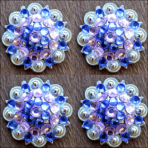 HILASON Western Screw Back Concho Rose Sapphire Crystals Saddle Rose, Color | Belt Slotted Conchos