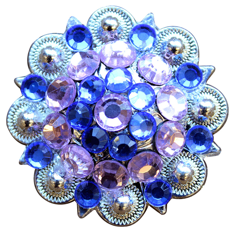 Set Of 8 Western Screw Back Concho 1.25 In Rose Sapphire Crystals Saddle - Uhorse