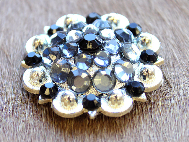 HILASON Western Screw Back Concho 1.25 in Grey Crystals Silver Saddle Balck Color | Slotted Conchos Bling