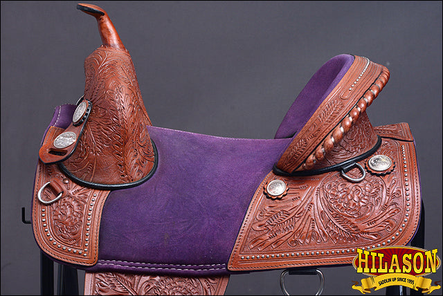 HILASON Western American Leather Trail Barrel Racing Horse Saddle | Treeless for Horses