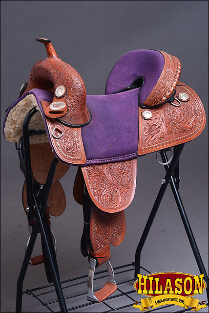 HILASON Western American Leather Trail Barrel Racing Horse Saddle | Treeless for Horses