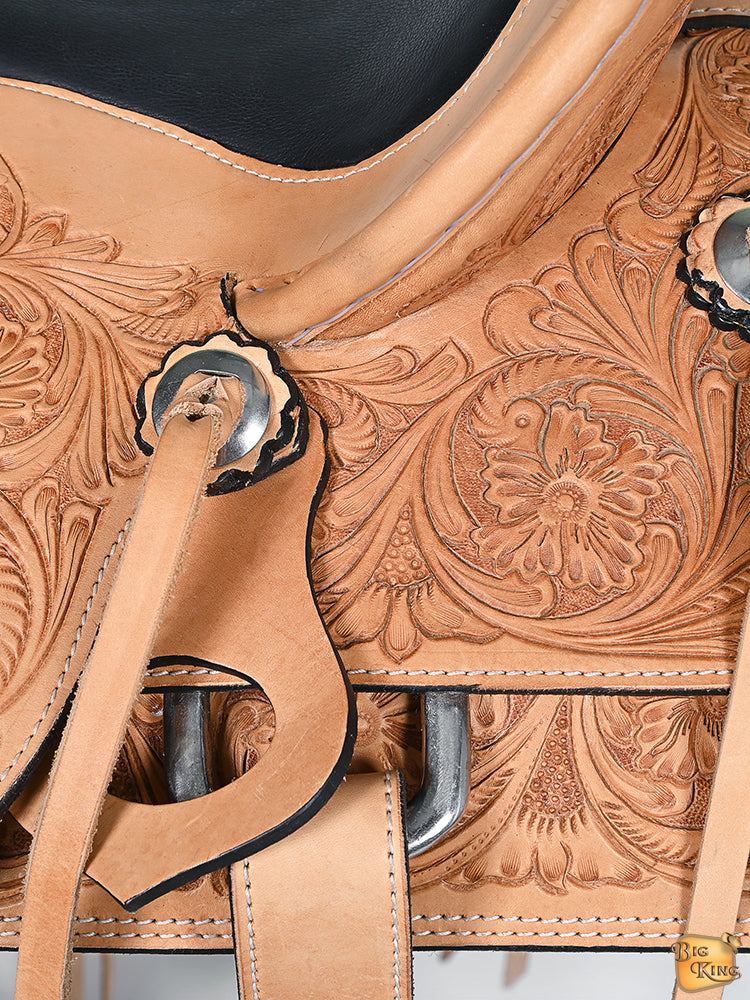 HILASON Western Horse Wade Saddle American Leather Ranch Roping Tan | Hand Tooled & For Horses