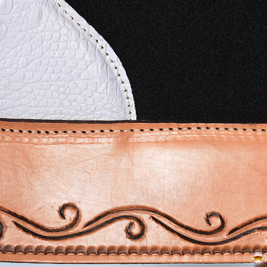 HILASON Western Wool Felt Horse Saddle Pad W/ Distressed Wear Leather | for Horses