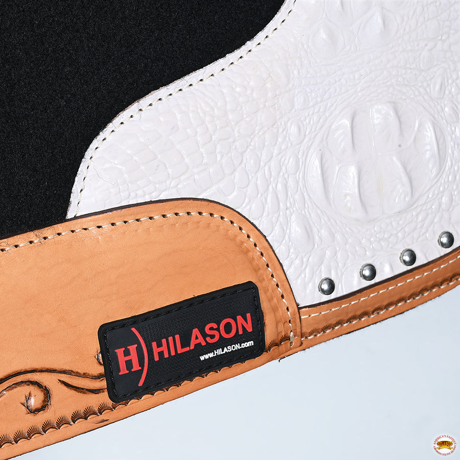 HILASON Western Wool Felt Horse Saddle Pad W/ Distressed Wear Leather | for Horses