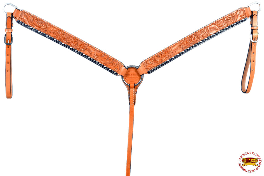 HILASON Western Horse Genuine Leather Headstall Breast Collar Saddle Tan