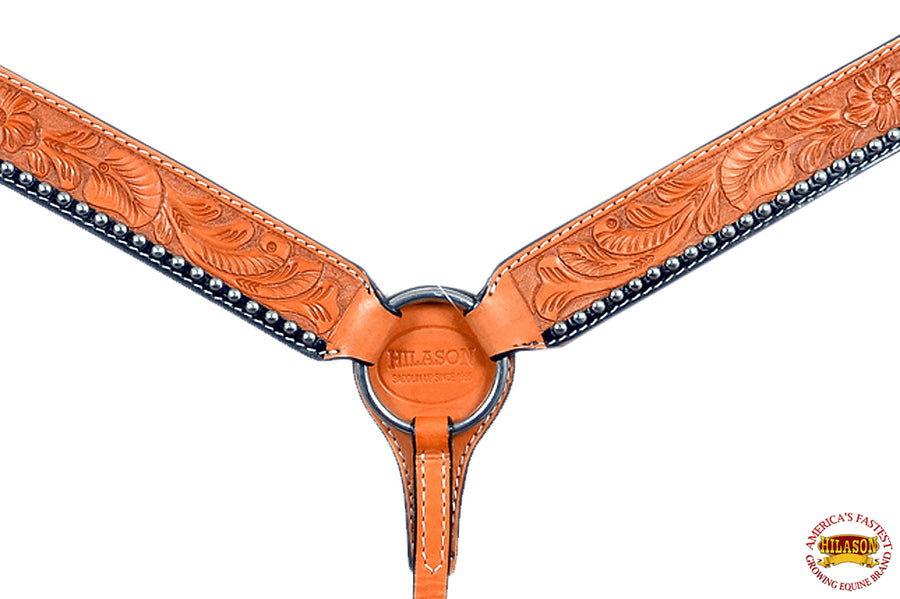HILASON Western Horse Genuine Leather Headstall Breast Collar Saddle Tan