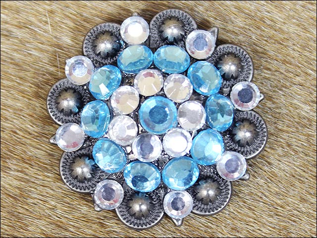 HILASON Turquoise Crystal Berry Saddle Headstall Tack Cowgirl | Western Concho Belt Slotted Conchos