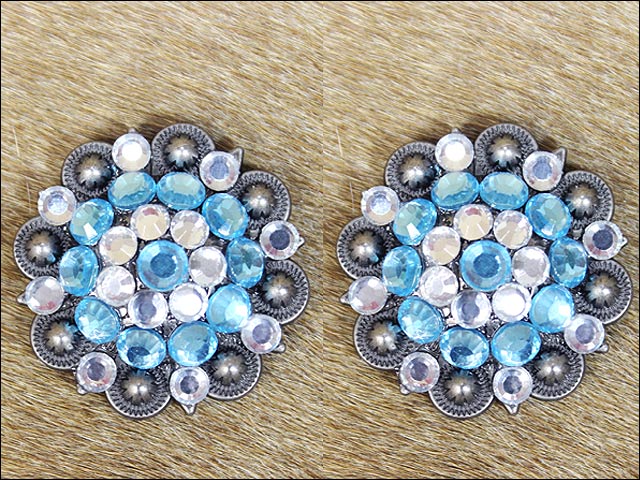 HILASON Turquoise Crystal Berry Saddle Headstall Tack Cowgirl | Western Concho Belt Slotted Conchos