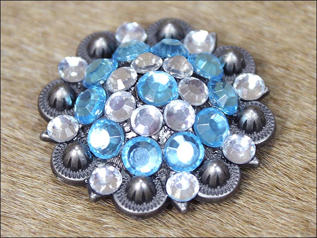 HILASON Turquoise Crystal Berry Saddle Headstall Tack Cowgirl | Western Concho Belt Slotted Conchos