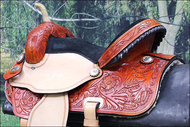 HILASON Flex Tree Western Horse Saddle American Leather Trail Barrel | for Horses