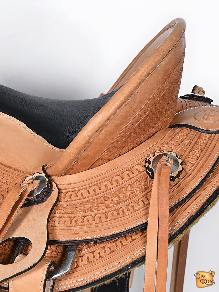 HILASON Western Horse Saddle American Leather Wade Ranch Roping Tan | Hand Tooled & For Horses