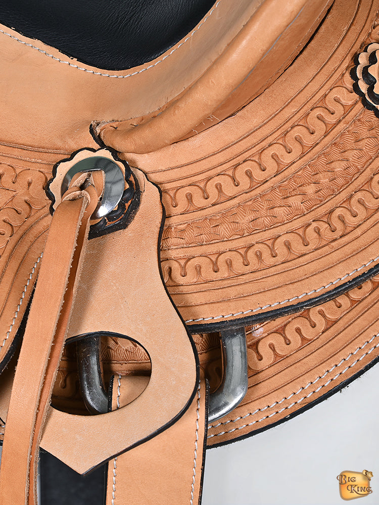 HILASON Western Horse Saddle American Leather Wade Ranch Roping Tan | Hand Tooled & For Horses