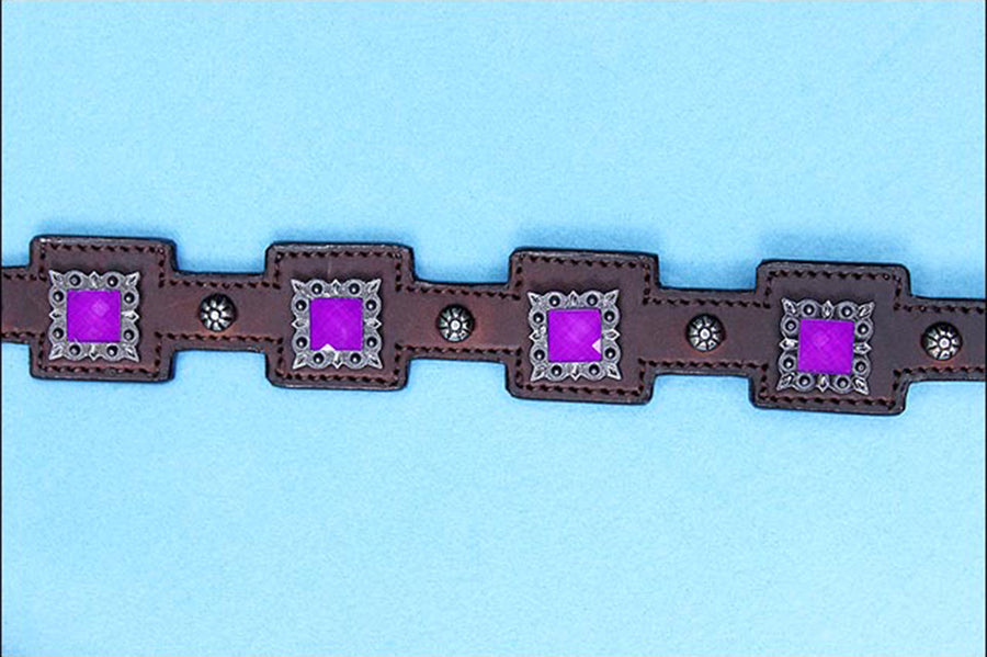 Hilason Western Horse Breast Collar American Leather Brown Lavender