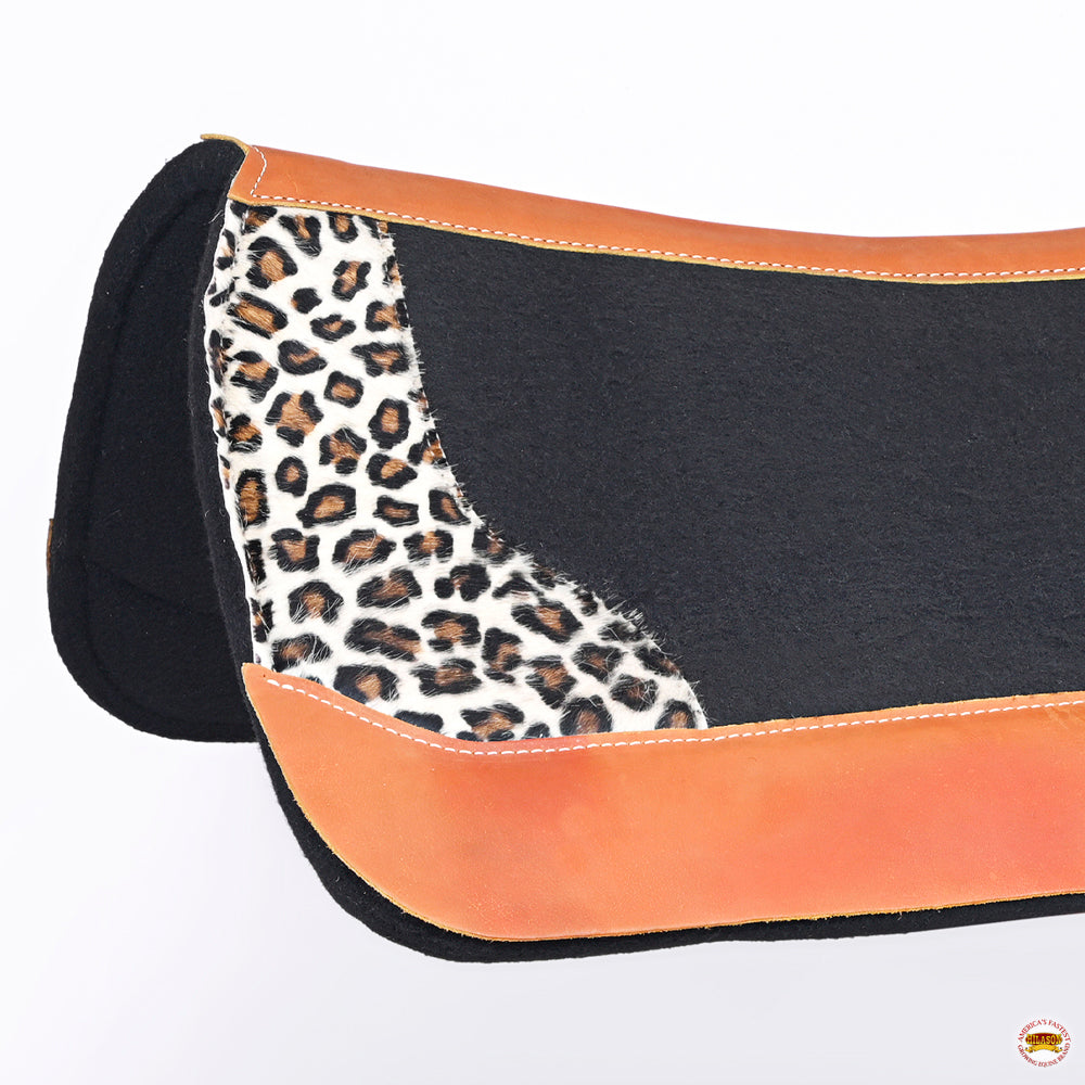 Hilason Western Wool Felt Horse Saddle Pad With Cheetah Print Leather
