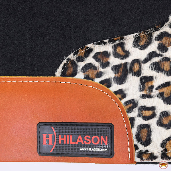 Hilason Western Wool Felt Horse Saddle Pad W/ Cowhide Leather - Black