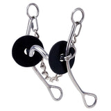 HILASON SS Training Bit, 5" Medium Port Sweetiron Mouth Rubber Bit Gaurds & Curb Chain