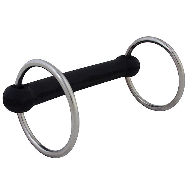 Hilason Stainless Steel Rings Flexible Rubber 5-1/4" Mullen Mouth Horse Bit