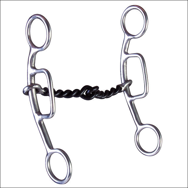 5-1/8 In Hilason Stainless Steel Sliding Horse Gag Bit Twisted Wire Mouth