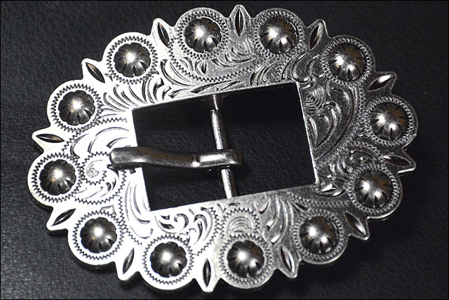 HILASON Screw Back Concho Stainless Steel Ed Leather Belt Floral Buckle Set | Western Slotted Conchos
