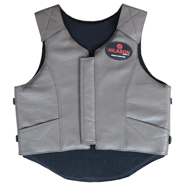 HILASON Large Equestrian Horse Riding Vest Safety Protective Leather Grey |  Youth Rodeo Vest | Leather Vest | Horse Riding Protective Vest | Junior 
