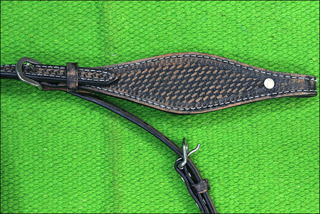 HILASON Western Horse Headstall Breast Collar Set Genuine American Leather Basket Weave Rough Out Black | For Horses