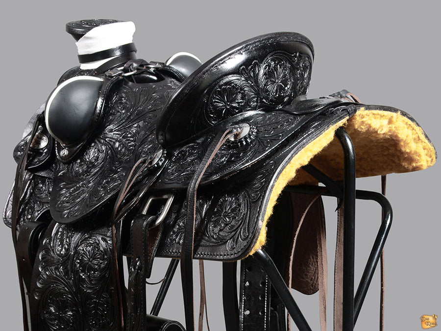 HILASON Western Horse Wade Saddle American Leather Ranch Roping Black | Hand Tooled & For Horses