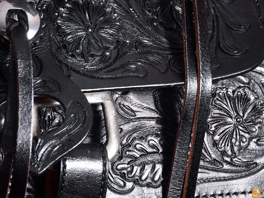 HILASON Western Horse Wade Saddle American Leather Ranch Roping Black | Hand Tooled & For Horses