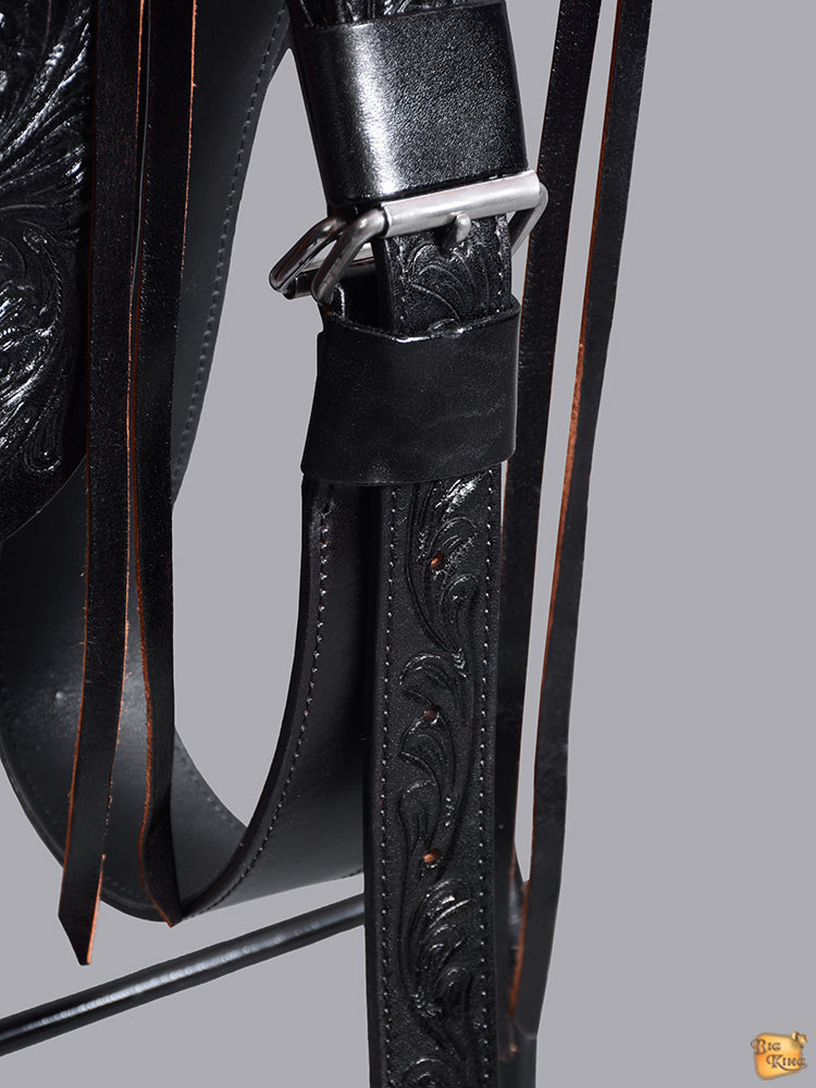 HILASON Western Horse Wade Saddle American Leather Ranch Roping Black | Hand Tooled & For Horses
