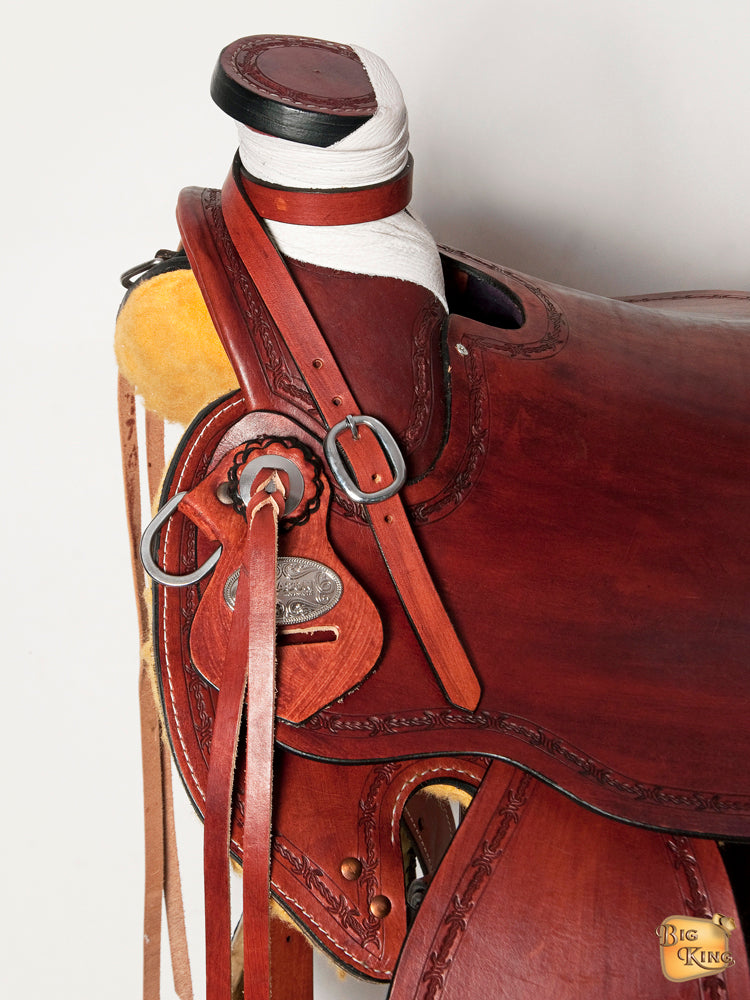 HILASON Western Horse Wade Saddle American Leather Ranch Roping Mahogany | Hand Tooled & For Horses