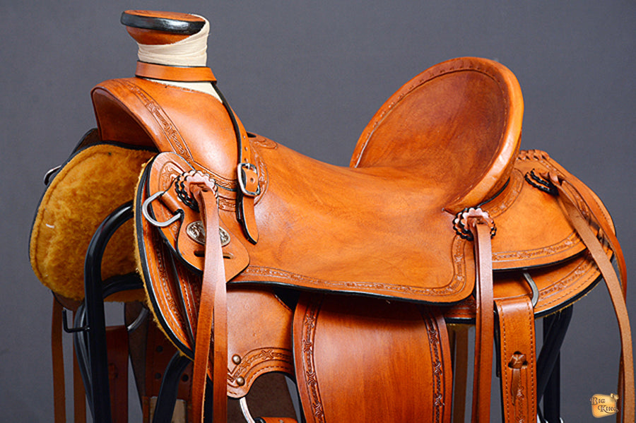 HILASON Western Horse Wade Saddle American Leather Ranch Roping Tan | Hand Tooled & For Horses