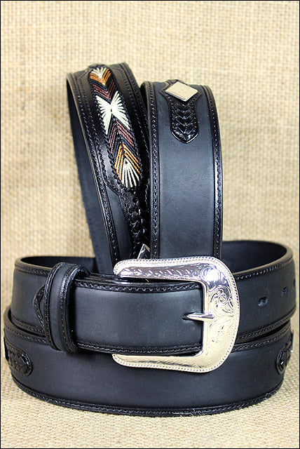 3D Black Mens Western Fashion Leather Belt Removable Buckle