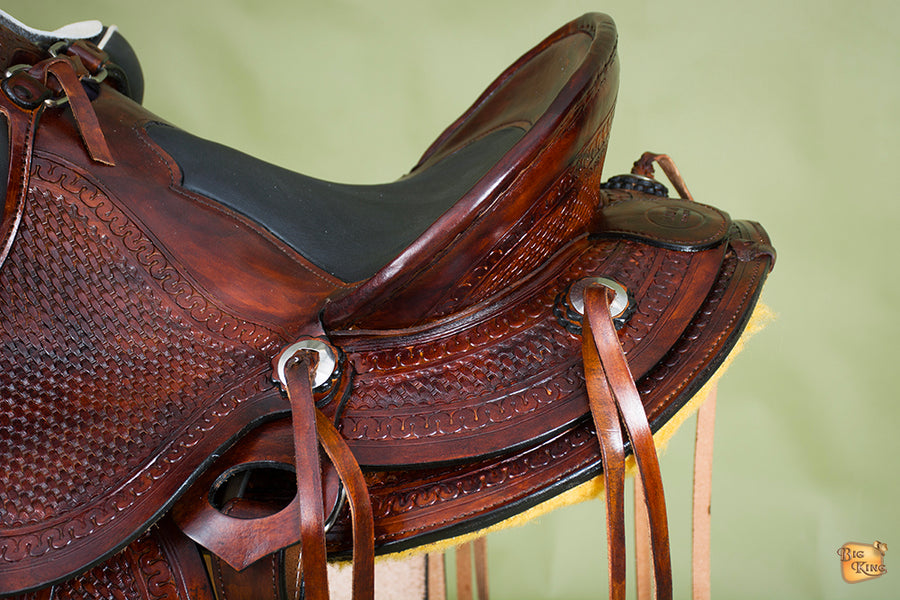 HILASON Western Horse Saddle American Leather Wade Ranch Roping Dark Brown | Hand Tooled & For Horses