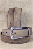 Western Laether Belt Men Ariat Brown Distressed Perf Edge 32-46 In