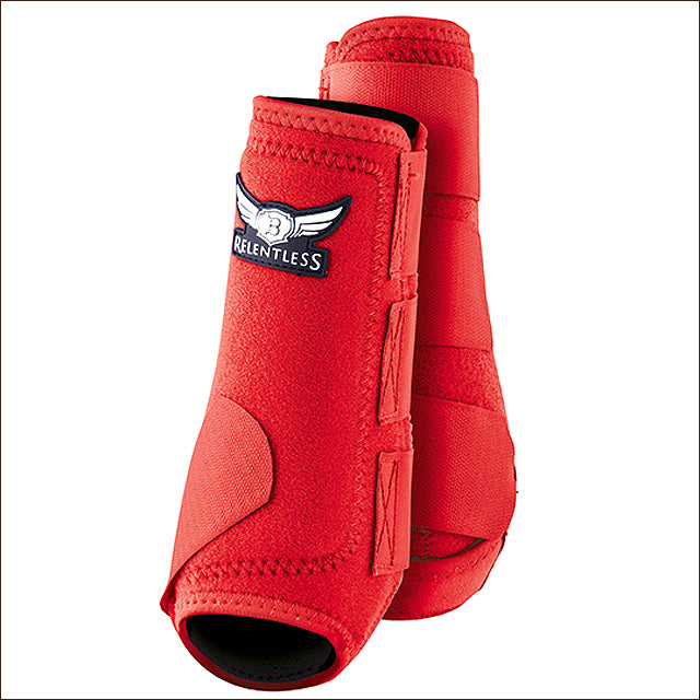 Red nylon horse boots with winged logo patch - Uhorse