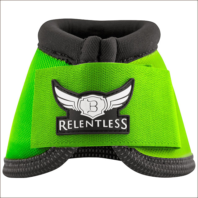 Neon green and black neoprene horse bell boots with gray cuff - Hilason