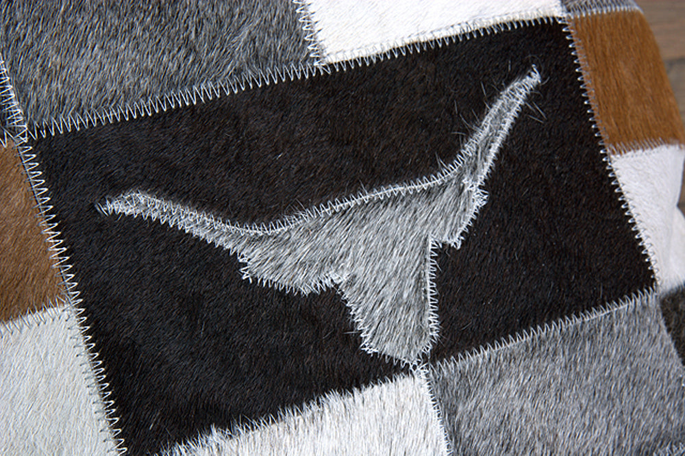 Western Cowhide Leather Hair On Patchwork Cushion Pillow Cover