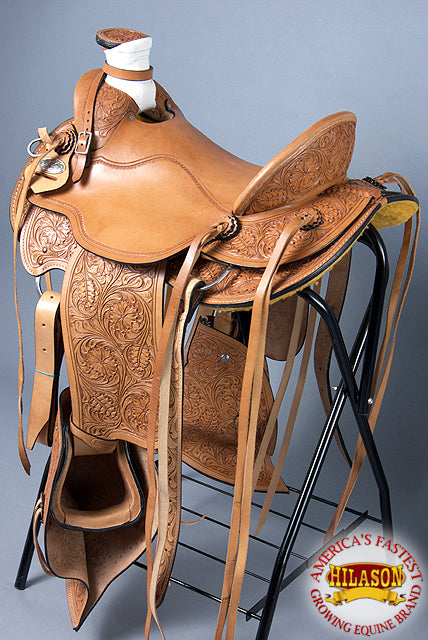 HILASON Western Horse Wade Saddle American Leather Ranch Roping Tan | Hand Tooled & For Horses