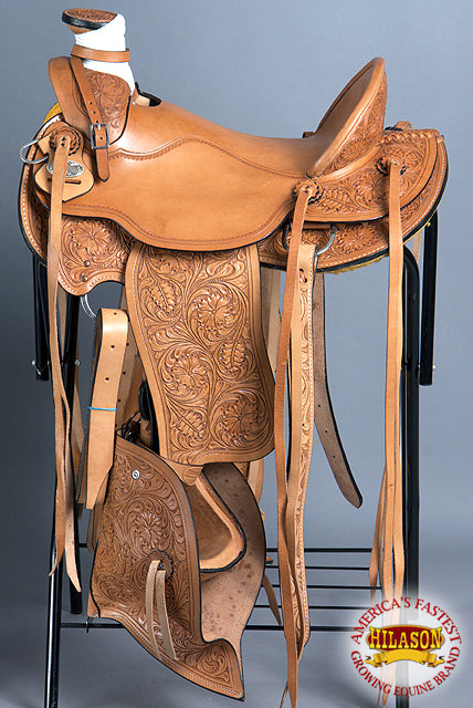 HILASON Western Horse Wade Saddle American Leather Ranch Roping Tan | Hand Tooled & For Horses