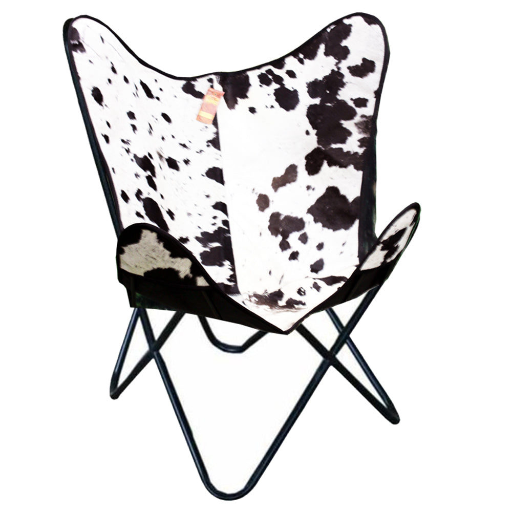 Genuine Leather Butterfly Chair Folding Lounge Modern Sling Accent Seat