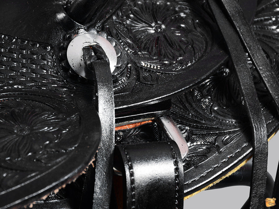 HILASON Western Horse Wade Saddle American Leather Ranch Roping Black | Hand Tooled & For Horses