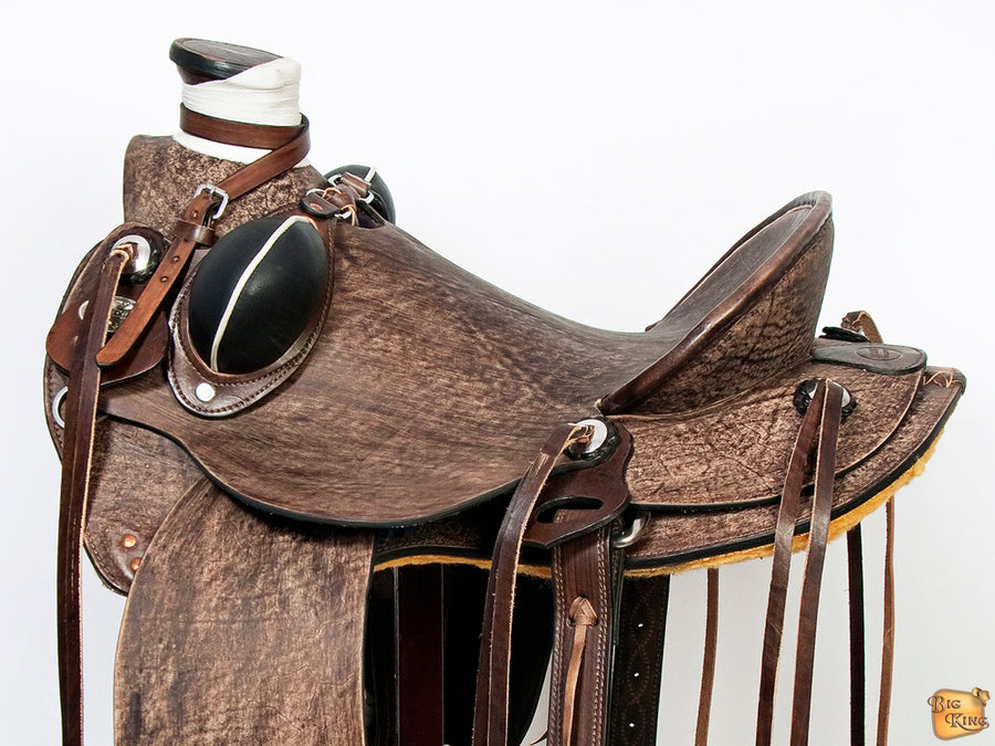 HILASON Western Horse Wade Saddle American Leather Ranch Roping Dark Brown | Hand Tooled & For Horses