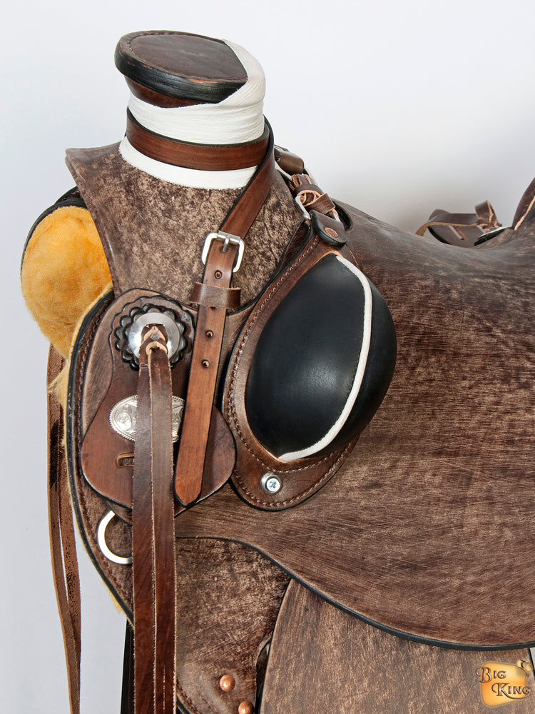 HILASON Western Horse Wade Saddle American Leather Ranch Roping Dark Brown | Hand Tooled & For Horses