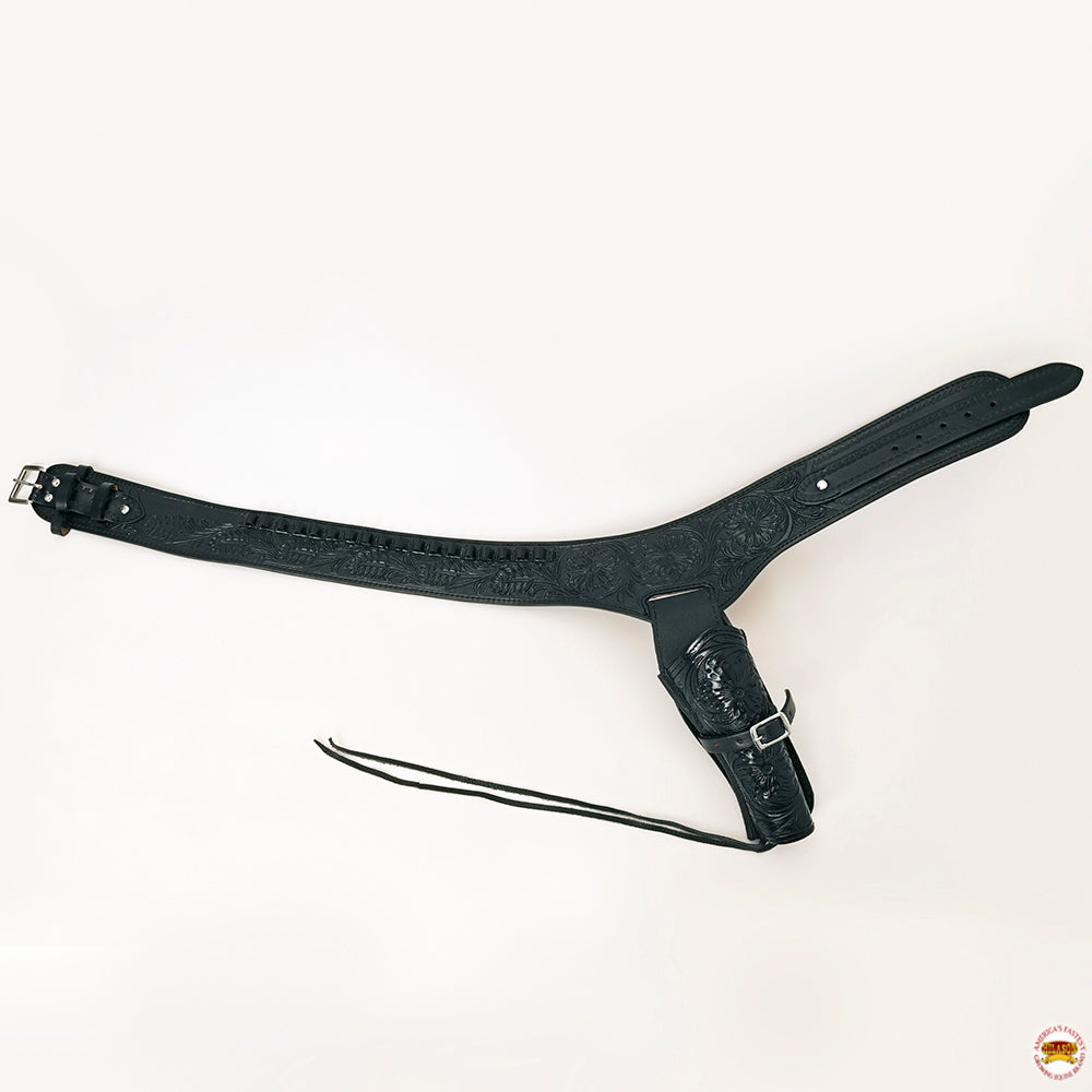 Hilason Western Right Hand Gun Holster Rig 44/45 Caliber Leather Cowboy
