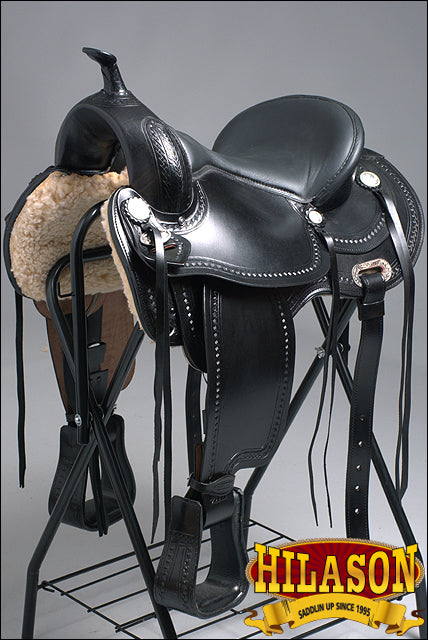 HILASON Western Horse Saddle American Leather Treeless Trail Pleasure | Barrel for Horses