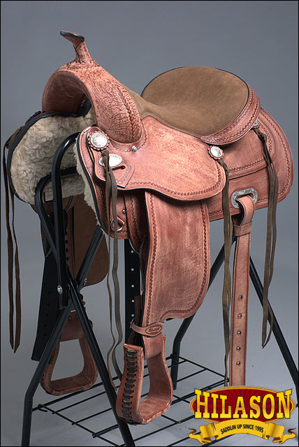 HILASON Western Horse Saddle American Leather Treeless Trail Pleasure | Barrel for Horses