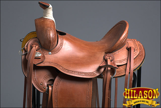HILASON Western Horse Saddle American Leather Ranch Roping Trail Mahogany | Hand Tooled Wade & For Horses